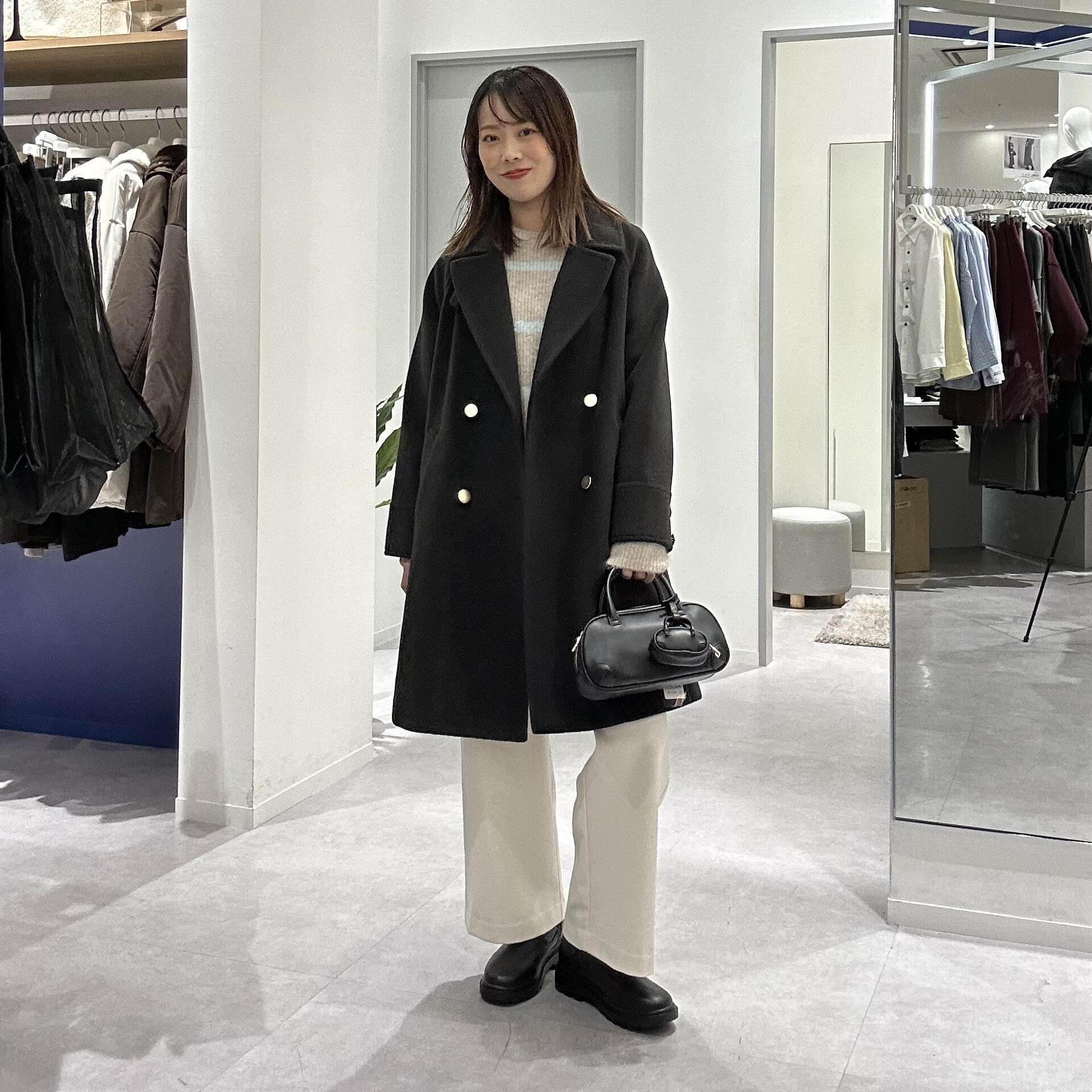 新品未使用¥29.480【クレスピ】丸襟のコットンコート　英国リバティ 軽やかストレッチ襟2WAYコート｜GLOBAL WORK（グローバルワーク